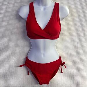 Ladies high waisted red 2piece swimsuit size small